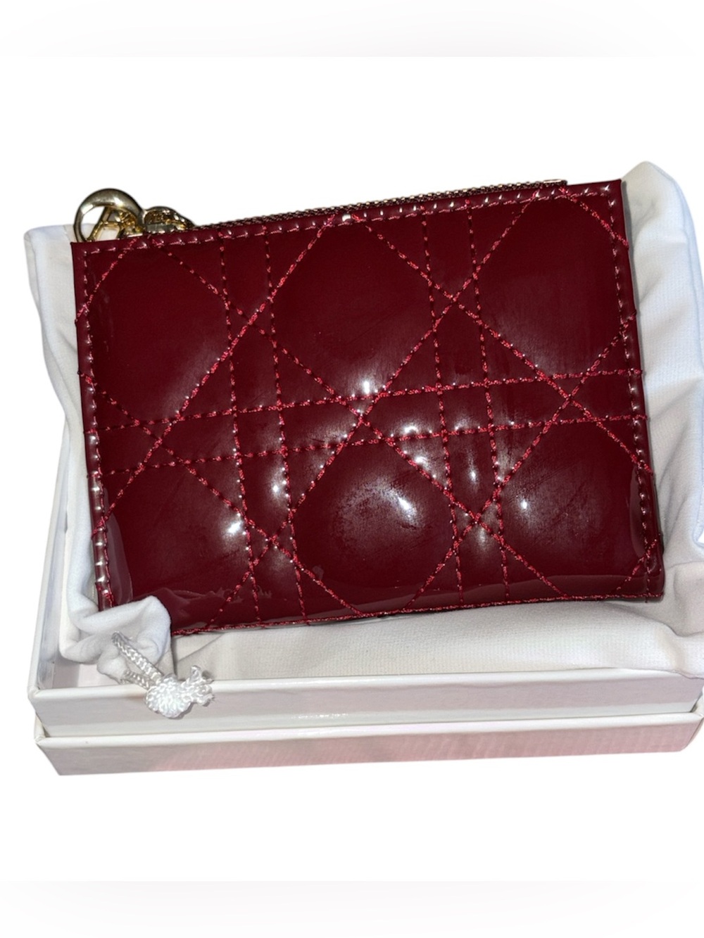 Red Quilted Patent Leather Wallet - Unbranded